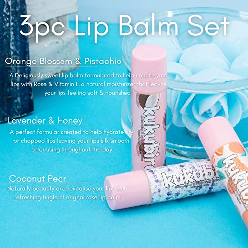 kukubird 3 Colors Set Moisturising & Hydrating Lip Balm Tinted-Tropical