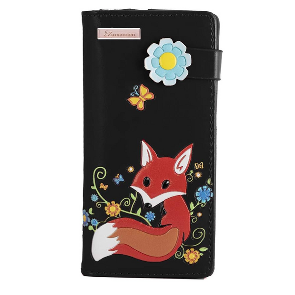Flowery Fox Purse - Black