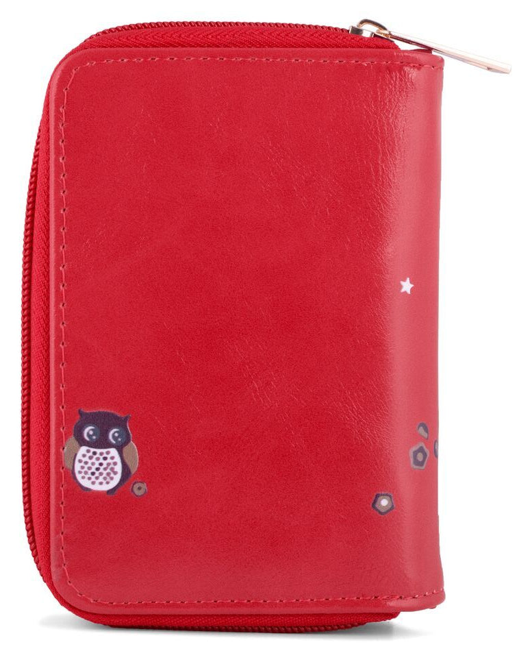 Kukubird Medium Purse 2 owl's love - Red - Kukubird_UK