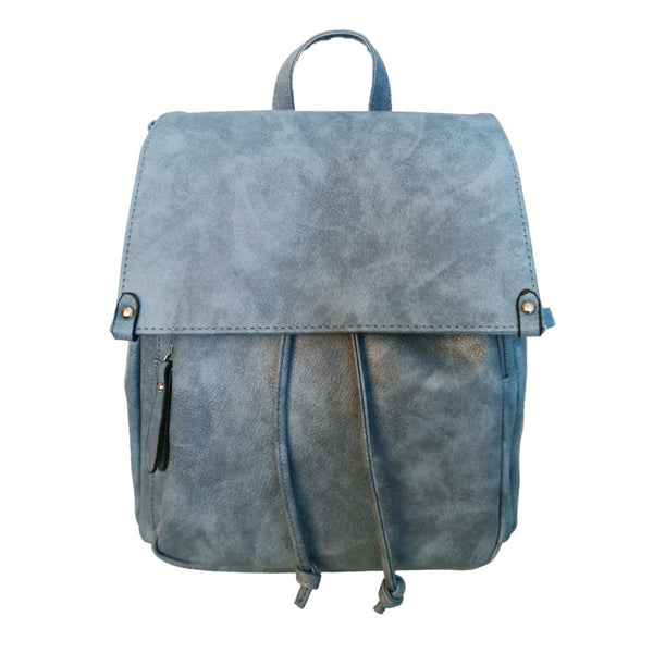 The Faux Leather Backpack - Blue